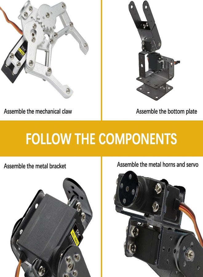 diymore Robotic Arm Kit ROT3U 6DOF Aluminium Mechanical Robotic Clamp Claw Kits for Boys & Girls to Learn Programming/Science/Techology, with MG996R Metal Gear Servo Motor,Ideal - Image 4